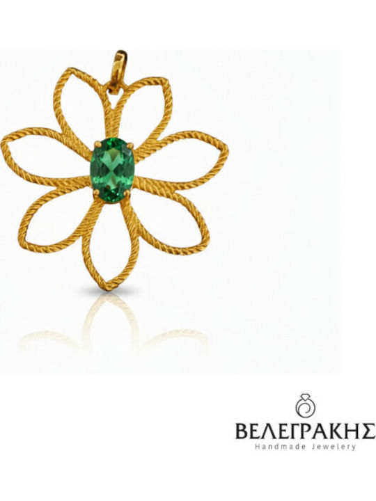 Velegrakis Charm with Stones with Stones from Gold 9K Green