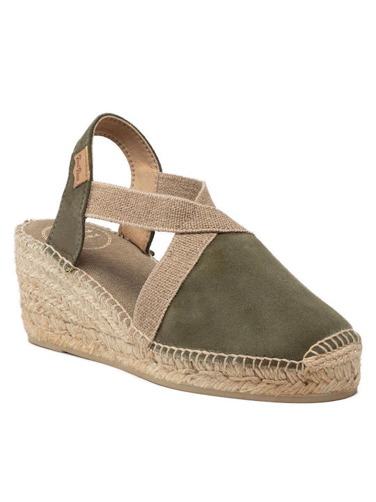Sommer Damenplattformen im Stil Espadrilles Khaki
