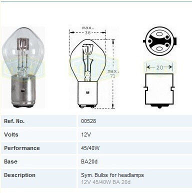 Trifa Car And Motorcycle Lamp BA20D S2 Halogen 12V