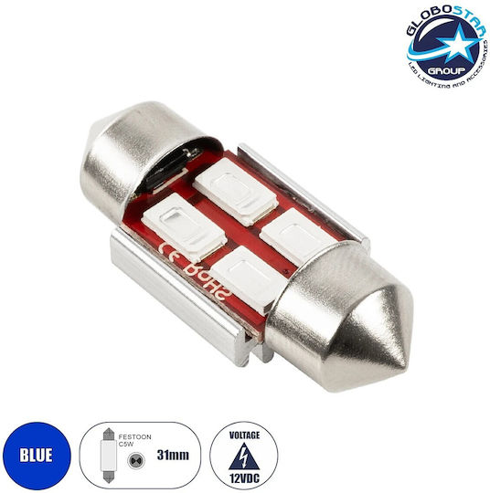 GloboStar Car Lamp C5W Canbus LED Blue 12V 2.5W