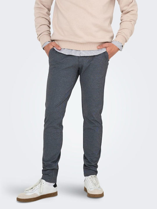 Elastic Dark Navy Chinos Men's Trousers