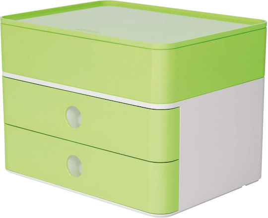 Han Allison Cutie Cu Sertare 2 Sertare Cu Compartimentare Cutie Pentru Accesorii Inclusiv Management Cabluri Suprapozabilă Pentru Birou Picioare Din Cauciuc Compatibile Cu Mobilier 1100-80 Luciu Intens Verde Lime