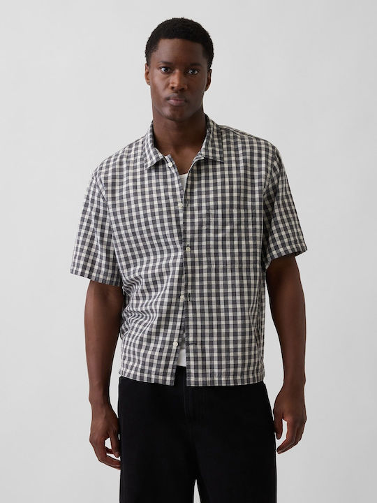GAP Short Sleeve Checked Shirt Black Gingham