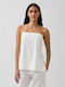 Women's Summer Linen Sleeveless Blouse New Off White
