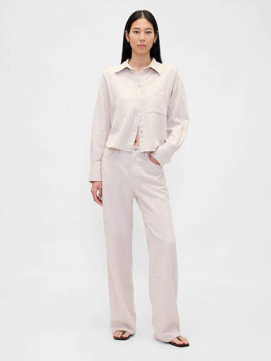 GAP Damen Leinenhose Flax Leinen Beigetönen
