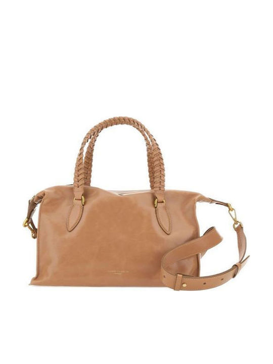 Leather Women's Shoulder Bag Beige
