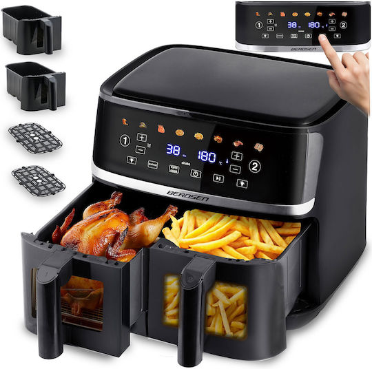 Berdsen Heißluftfritteuse mit Doppeltem Abnehmbaren Behälter 10,2 lt Schwarz BD-657