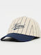 Karl Kani Cursive Varsity Pinstripe Baseball Cap Unisex Off White Dunkelblau Ka261-003-1