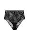 Hohe Taille Damen-Slip mit Spitze Schwarz US.ALBL.HIW.002.NETTO