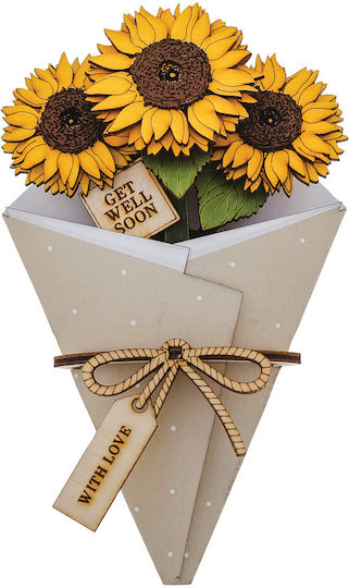 Get Well Soon 3d Flower Figurine Card 8,5 Cm