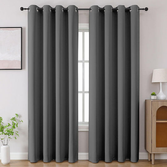 Cucraf Κουρτίνα Συσκότισης Παραθύρου με Τρουκς Light Gray 132x213εκ.