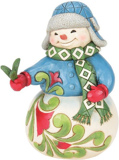 Wishing You A Cozy Christmas Snowman Evergreen Sprig 14,5 Cm