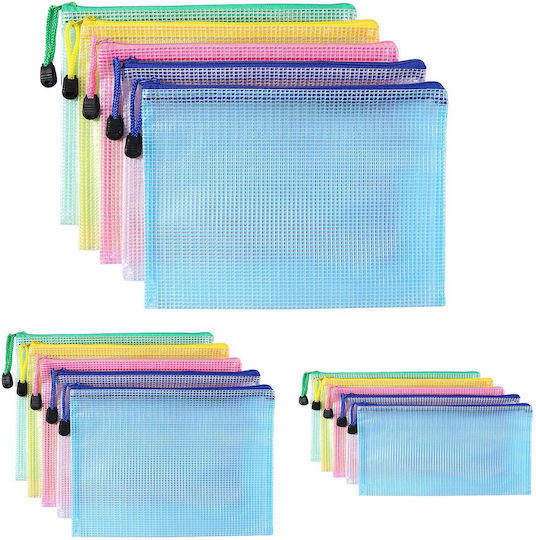 Oderra Dosar Document A4+A5+A6 15 Bucăți 5 Fiecare Pungă Cu Fermoar Plasă Geantă Cu Fermoar Documente Hârtie Cosmetice Vopsele 5 Culori
