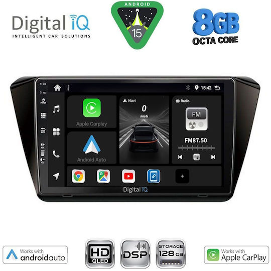 Digital IQ Car Audio System for Skoda Superb 2015-2023 Bluetooth USB WiFi GPS Apple CarPlay Android Auto with 10" Touch Screen