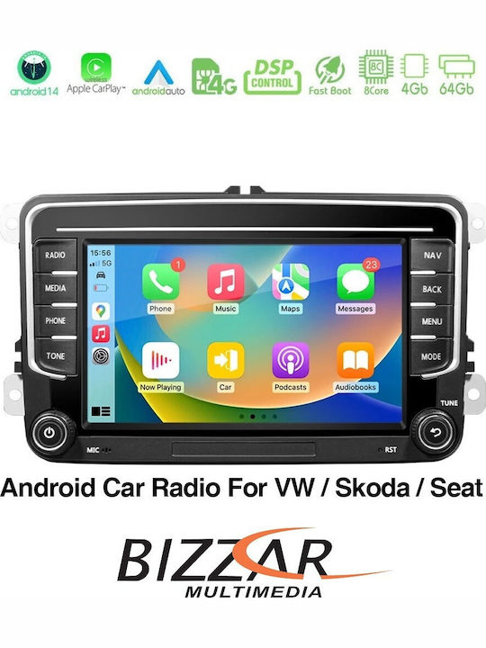 Bizzar Auto-Audiosystem Für Seat Alhambra / Leon / Toledo Skoda Fabia / Octavia / Praktik / Schnell / Raumster / Hervorragend Volkswagen Amarok / Käfer / Einkaufswagen / Eos / Golf / Jetta / Passat / Passat CC / Polo / Scirocco / Sharan / Tiguan / Touran / Transporter 2009-2015 Mit 7-Zoll Touchscreen