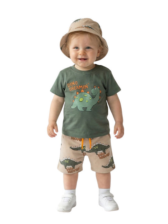 Kids Set with Shorts Summer 3 Pieces Khaki