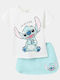 Kids Set with Shorts Summer 2 Pieces Turquoise White