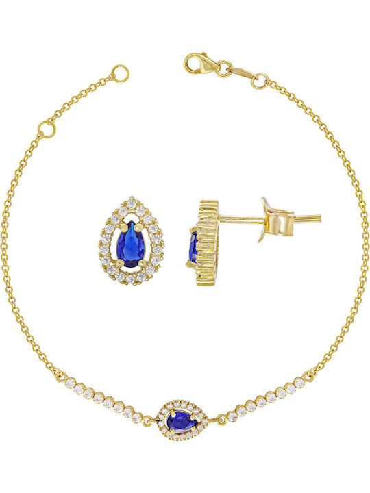 Kiriakos Gofas Set with Earrings & Bracelet with Stones