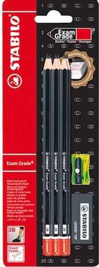 Stabilo Exam Grade Σετ 6 Μολύβια 2B με Ξύστρα και Γόμα Μαύρα