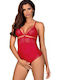 Obsessive Sensual Crotchless Teddy Red