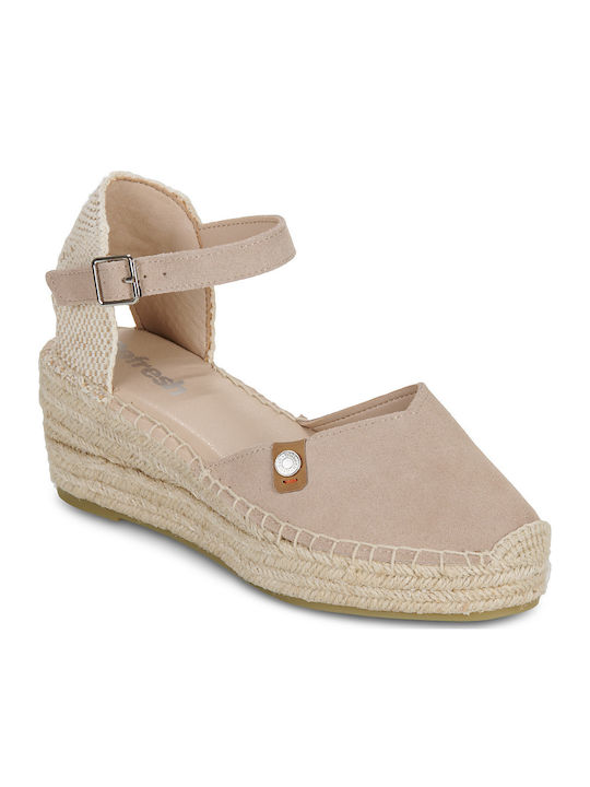Sommer Damenplattformen im Stil Espadrilles Beige