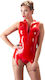 LateX LateX Hosenträger Basque Rotes Leder- und Latex-Outfit