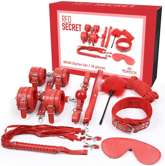 ToyBox Kit BDSM În Culoare Roșie 10 Bucăți