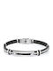 Armband Aus Edelstahl Mit Schwarzem Leder