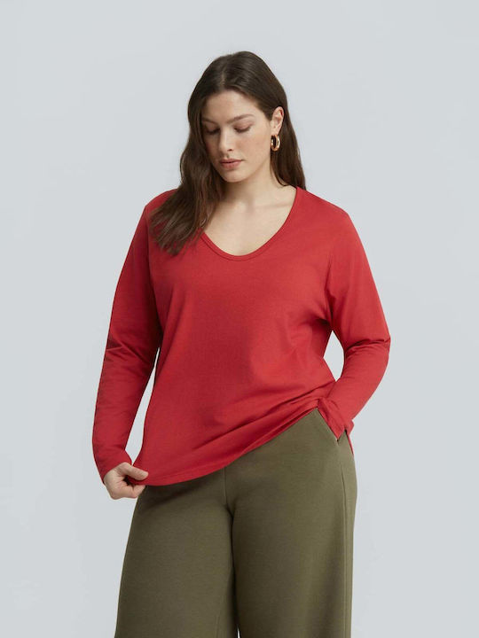 Women's Cotton Long Sleeve Blouse Burgundy 0039.1560.NETTO-cherry