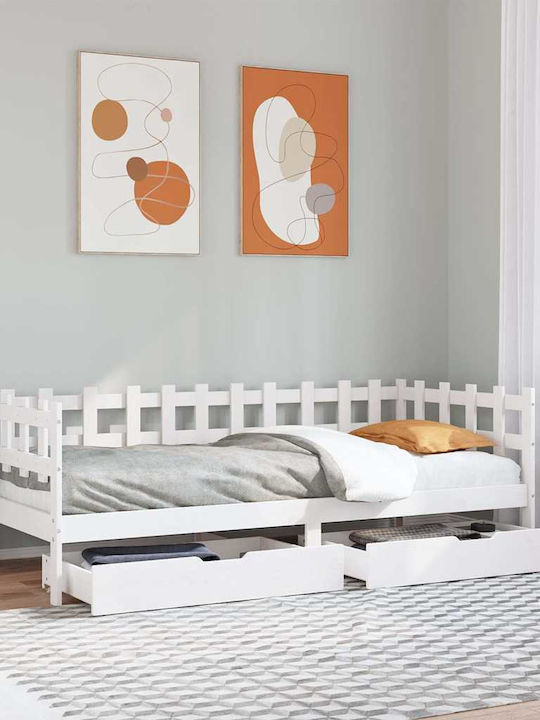 Kids Bed Sofa Single with Storage Space Beige f...