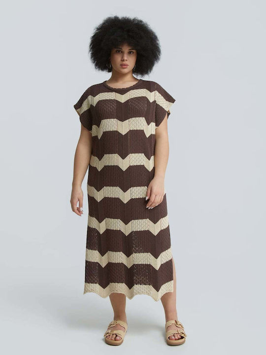 Mat Fashion Summer Midi Knitted Brown Dress 8501.5000.1-brown-beige |  Skroutz.mt