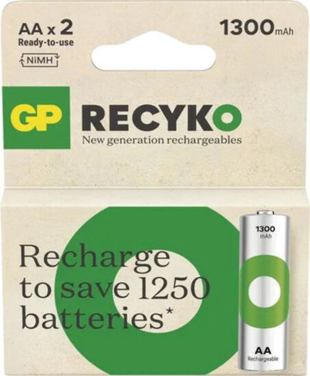 GP Batteries Recyko Επαναφορτιζόμενη Μπαταρία AA Ni-MH 1300mAh