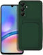 Forcell Card Back Cover Silicone Tempered Glass with Card Slot Green for Galaxy A55 Oppo A55 5G