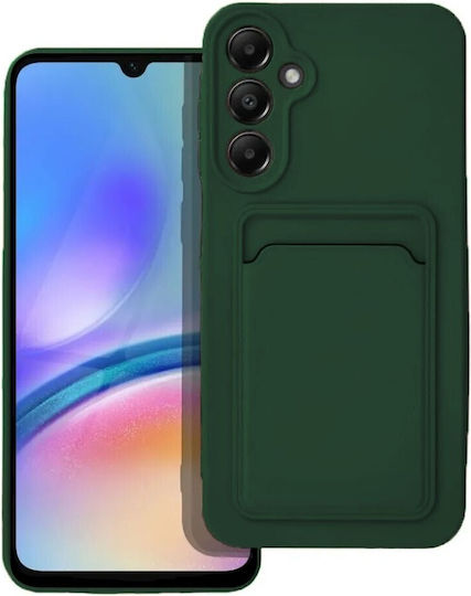 Forcell Card Back Cover Silicone Tempered Glass with Card Slot Green for Galaxy A55 Oppo A55 5G