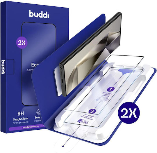 Buddi Gehärtetes Glas 2 Stück Schwarz (Galaxy S24 Ultra)