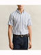 Short Sleeve Linen Shirt in Regular Fit Striped Blue