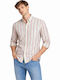 Long Sleeve Shirt in Regular Fit Striped Blue-Red