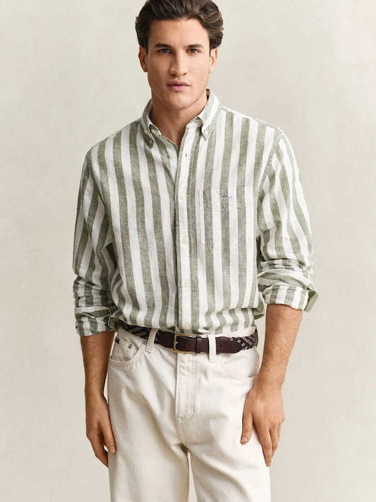 Gant Long Sleeve Striped Green Shirt