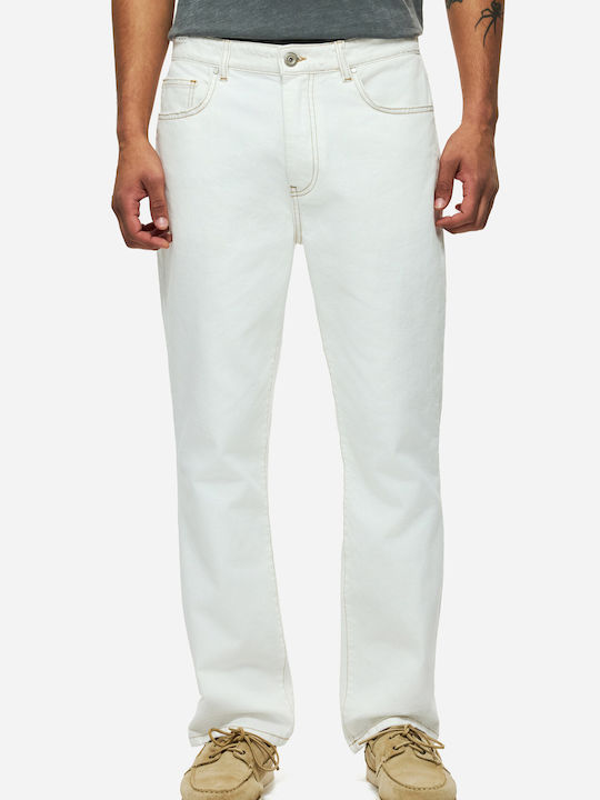 Men's Jeans Pants with Relaxed Straight Fit Off White