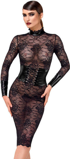Noir Handmade Noirelle Lace Corset Midi Dress Black
