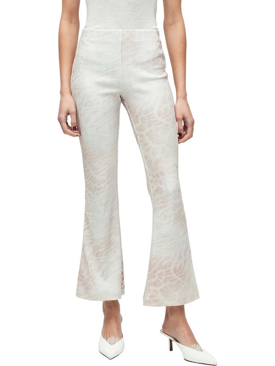 Women's Fabric Flared Trousers Ecru