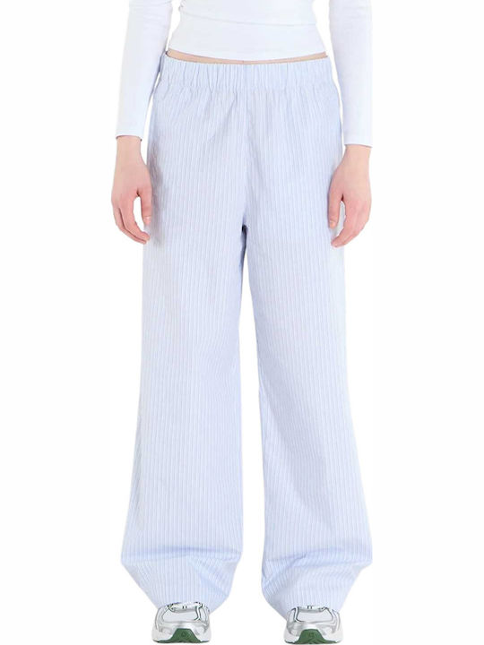 Pantaloni Dama Din Țesătură Albastru Deschis