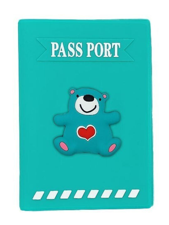 Cute Traveler Passport Case Bear Turquoise