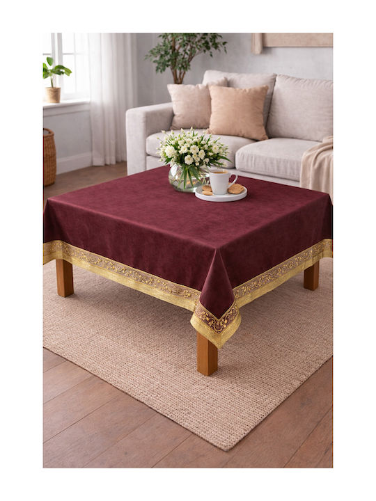 Kariert Tischdecke Burgundisch-Gold 100x100cm