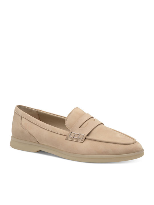 Δερμάτινα Γυναικεία Loafers σε Μπεζ Χρώμα
