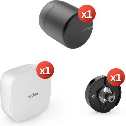 Kit.159 Smart Lock Tedee Pro Black + Bridge + Euro Adapter 1 Door