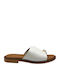 Leder Flache Damen Sandalen Weiß