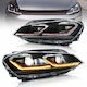 Front Led Lights Vw Golf 7 2014-2018 Red Line Design Black Without Bulbs D2s/H7 Set 2 Pieces