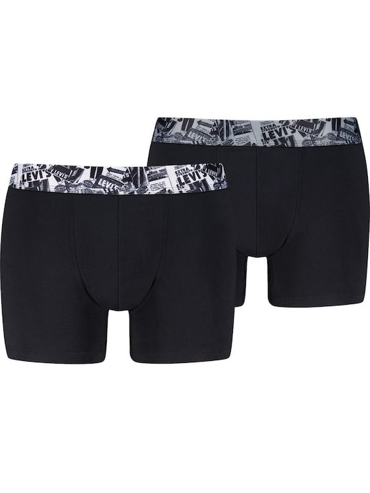 Herren Boxershorts Schwarz/Grau Mit Muster 2Pack