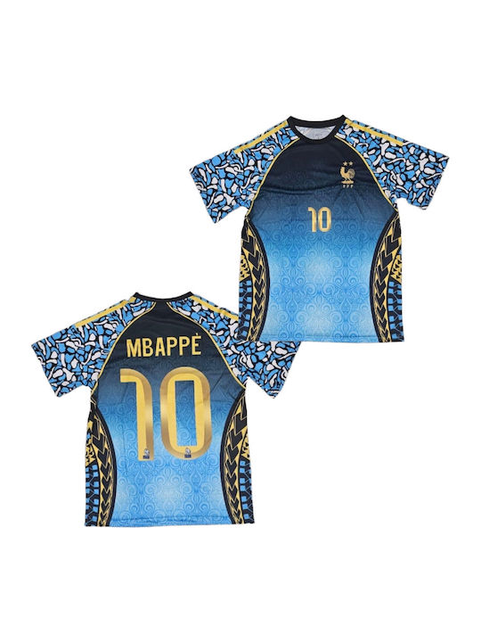 Football Jersey Mbappe France National Team Special Edition Blue-Gold Balón De Oro Unisex Blue Gold Ab111